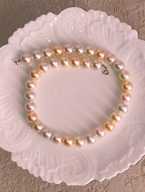 Classic Multi-Tone Faux Tri Color Pink Pearl Necklace Choker Short Princess